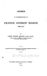 Tapa de Address in Commemoration of Francis Andrew March, 1825-1911