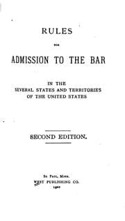 Tapa de Rules for Admission to the Bar in the Several States and Territories of the ..
