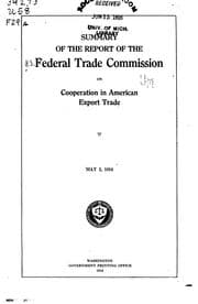Tapa de Summary of the report of the Federal trade commission on cooperation in American export trade