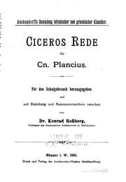 Tapa de Ciceros Rede für Cn. Plancius: für den Schulgebrauch