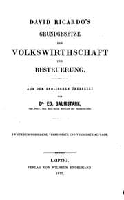Tapa de David Ricardo's Grundgesetze der Volkswirthschaft und Bestenerung