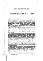 Tapa de Essai de bibliographie des sonnets relatifs aux saints: mémoire présenté au ..