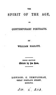 Tapa de The spirit of the age: or, Contemporary portraits [by William Hazlitt.]