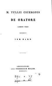 Tapa de M. Tullii Ciceronis de oratore libros tres recensuit Ioh. Bake