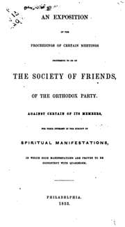 Tapa de An Exposition of the Proceedings of Certain Meetings: Professing to be of the Society of Friends ..
