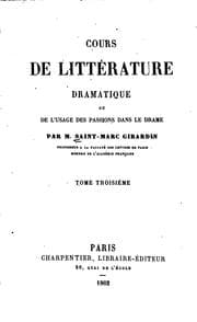 Tapa de Cours de littérature dramatique, ou, De l'usage des passions dans le drame