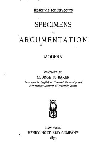 Tapa de Specimens of argumentation