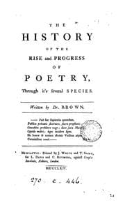 Tapa de The history of the rise and progress of poetry