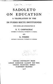 Tapa de Sadoleto on Education: A Translation of the De Pueris Recte Instituendis