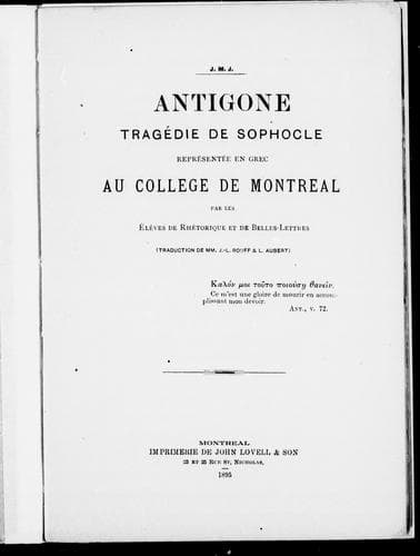Tapa de Antigone, tragédie de Sophocle