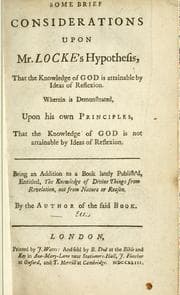Tapa de Some brief considerations upon Mr. Locke's hypothesis, that the knowledge of God is attainable by ideas of reflexion