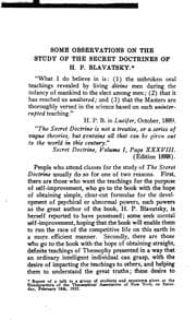 Tapa de Some Observations on the Study of the Secret Doctrine of H. P. Blavatsky