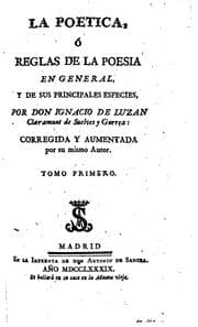 Tapa de La poética, ó reglas de la poesía en General, y de sus principales especies,