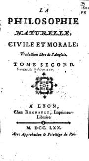Tapa de La philosophie naturelle, civile et morale: traduction libre de l'anglois. ..