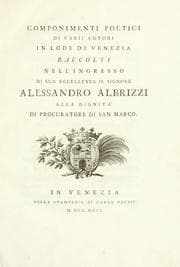 Tapa de Componimenti poetici di varii autori in lode di Venezia