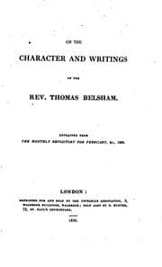 Tapa de On the Character and Writings of ... Thomas Belsham: Extracted from the Monthly Repository ..