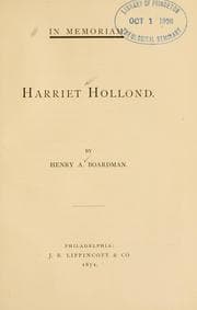 Tapa de In memoriam, Harriet Hollond