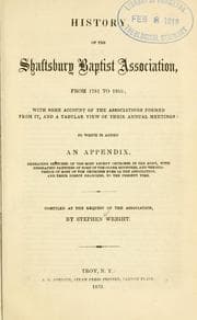 Tapa de History of the Shaftsbury Baptist association, from 1781 to 1853
