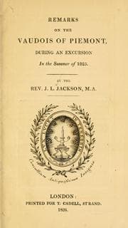 Tapa de Remarks on the Vaudois of Piemont