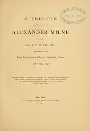 Tapa de A tribute to the memory of Alexander Milne