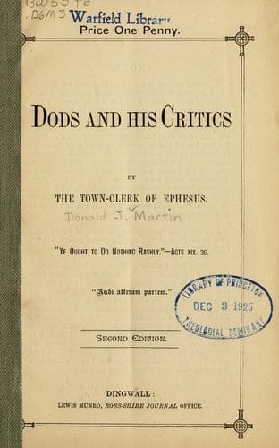 Tapa de Dods and his critics