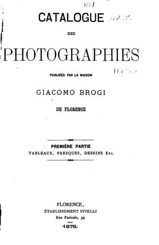 Tapa de Catalogue des photographies ..