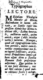 Tapa de Medulla theologiae moralis Herm. Busembaum ...: Accedunt propositiones ad hanc usque diem ..