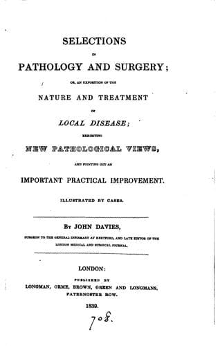Tapa de Selections in pathology and surgery