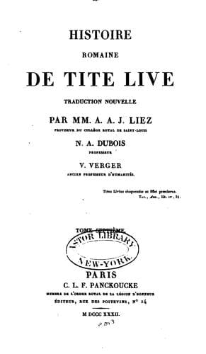 Tapa de Histoire romaine de Tite Live