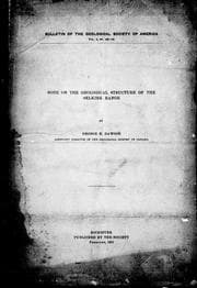 Tapa de Note on the geological structure of the Selkirk range