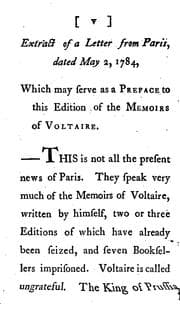 Tapa de Memoirs of the life of Voltaire