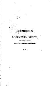 Tapa de Mémoires et documents inédits pour servir à l'histoire de la Franche-Comté