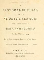 Tapa de A pastoral cordial, or, an anodyne sermon