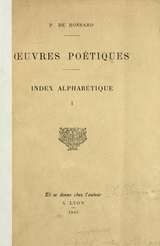 Tapa de P. de Ronsard