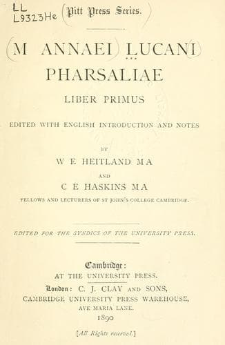 Tapa de Pharsaliae, liber primus