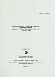 Tapa de Phytotoxicology investigation report in the vicinity of Laidlaw Environmental Services Ltd. Corunna (1991)
