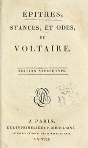 Tapa de Épitres, stances, et odes de Voltaire