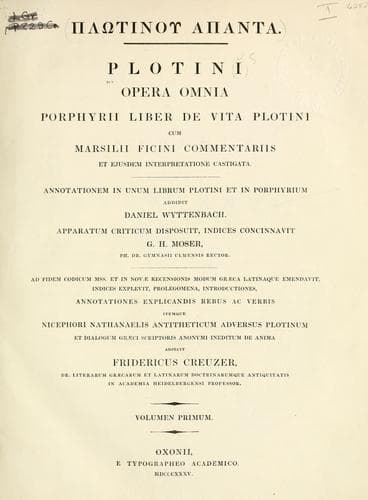 Tapa de Plotini opera omnia