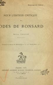Tapa de Pour l'édition critique des Odes de Ronsard