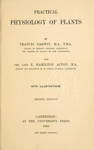 Tapa de Practical physiology of plants