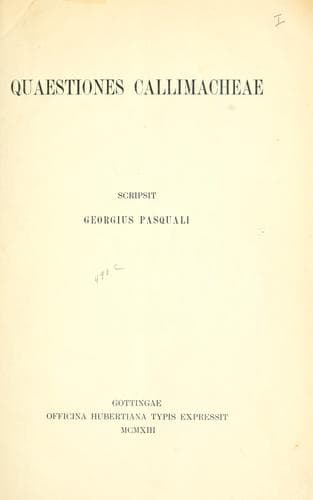Tapa de Quaestiones Callimacheae