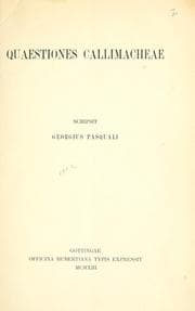 Tapa de Quaestiones Callimacheae