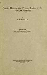 Tapa de Recent history and present status of the Vinland problem