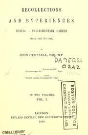Tapa de Recollections and experiences during a parliamentary career from 1833 to 1848