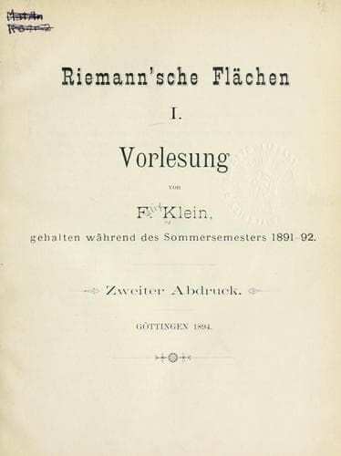 Tapa de Riemann'sche Flächen