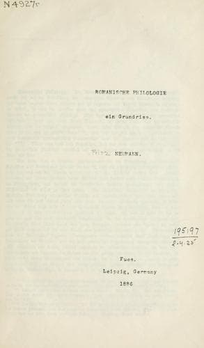 Tapa de Romanische Philologie