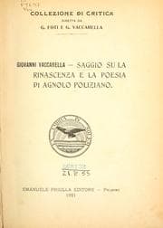 Tapa de Saggio su la rinascenza e la poesia di Agnolo Poliziano