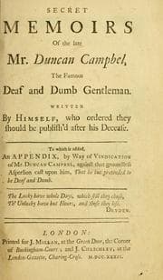 Tapa de Secret memoirs of the late Mr. Duncan Campbel [sic], the famous deaf and dumb gentleman