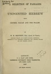 Tapa de A selection of passages of unpointed Hebrew from Genesis, Isaiah and the Psalms