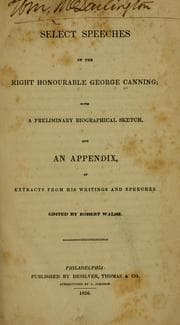 Tapa de Select speeches of the Right Honourable George Canning